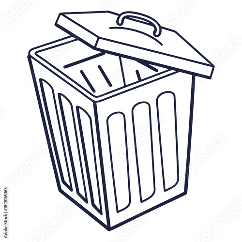 Open trash can with lid