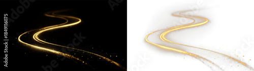 Vászonkép Brilliant wave of luxury light, twirling shine, glowing fantasy background, gold