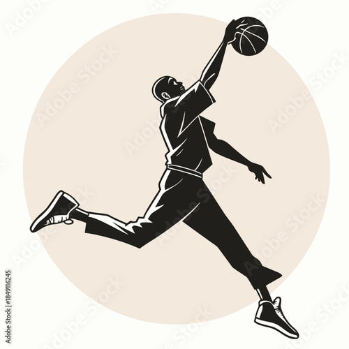 Athlete jumping with basketball