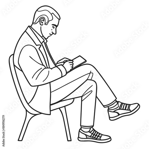 Man reading on bench