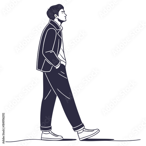 Tablou pe pânză Young man walking casually