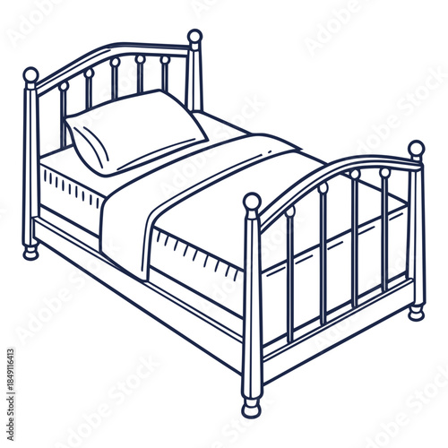 Classic metal bed with pillow