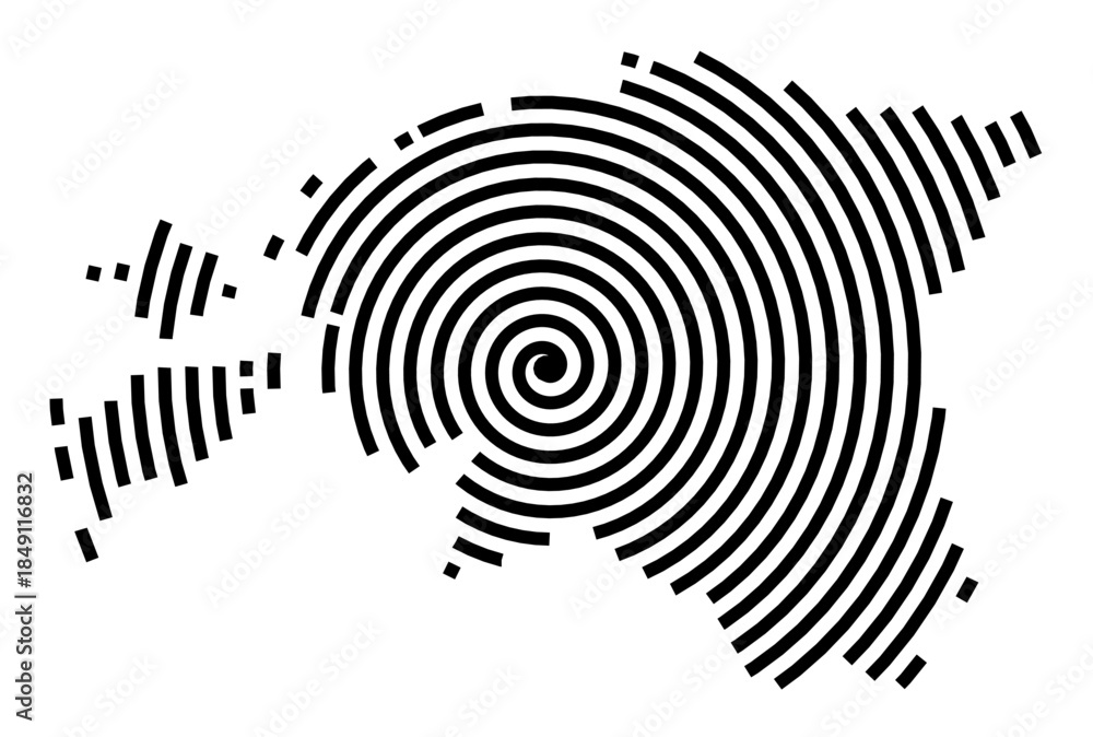 Naklejka premium Symbol Map of the Region Eesti (Estonia) showing the region with a black spiral line