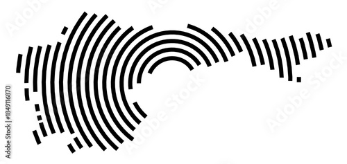 Symbol Map of the Region Noroeste (Spain) showing the region with a black spiral line