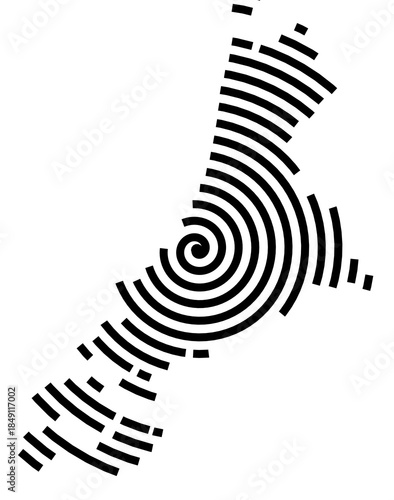 Symbol Map of the Region West-Nederland (The Netherlands) showing the region with a black spiral line