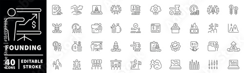 Business startup icons set. editable line icons, outline, new venture symbols