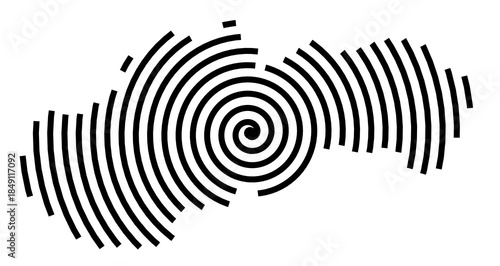 Symbol Map of the Region Slovensko (Slovakia) showing the region with a black spiral line
