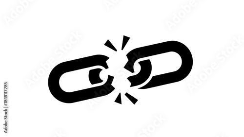 Broken chain link icon symbolizing disconnection, failure, and a severed bond in a digital context.