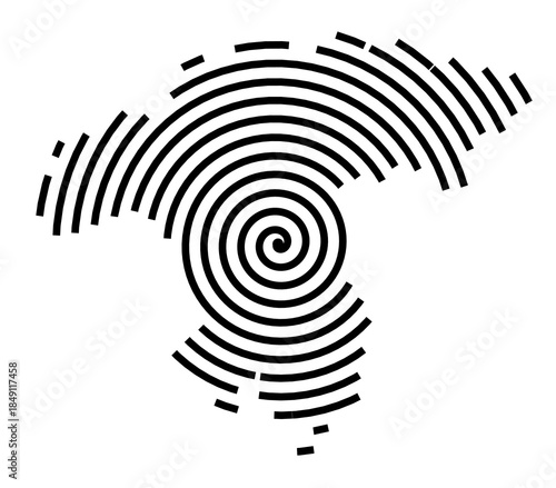 Symbol Map of the Region Darmstadt (Germany) showing the region with a black spiral line