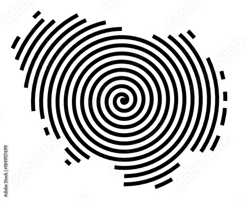 Symbol Map of the Region Ile-de-France (France) showing the region with a black spiral line