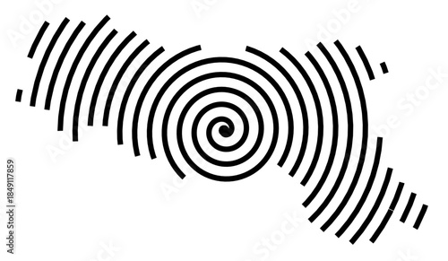 Symbol Map of the Region Emilia-Romagna (Italy) showing the region with a black spiral line