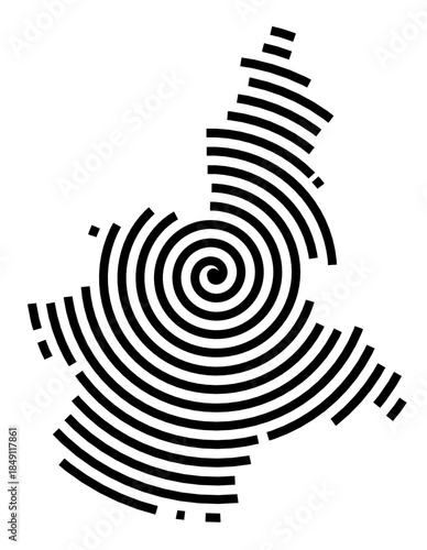 Symbol Map of the Region Piemonte (Italy) showing the region with a black spiral line
