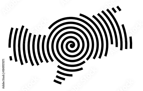 Symbol Map of the Region Provincia Autonoma di Bolzano_Bozen (Italy) showing the region with a black spiral line