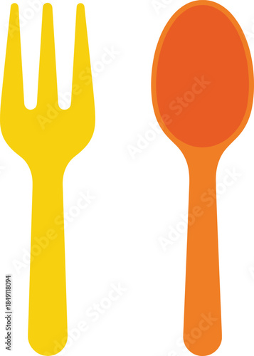 Fork and spoon cutlery icons vector illustration in flat style isolated on white for restaurant kitchen food service and dining design projects