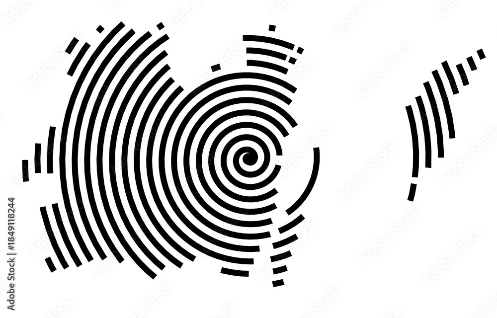 Naklejka premium Symbol Map of the Region Smaland med oearna (Sweden) showing the region with a black spiral line