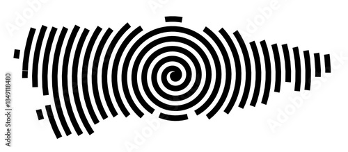 Symbol Map of the Region Asturias (Spain) showing the region with a black spiral line