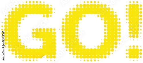 Bold Yellow “GO!” Halftone Typography Symbolizing Motivation, Action, and Forward Momentum