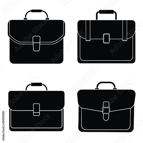 Briefcase vector illlustrator icons bundle set