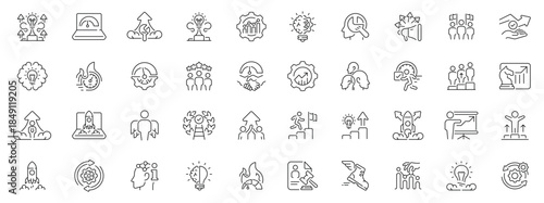 Upskill icons set. editable line icons for learning and development projects