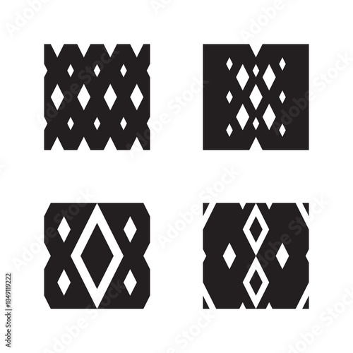 Geometric Minimalist Diamond Shape Abstract Pattern Decorative Ornament Element Collection