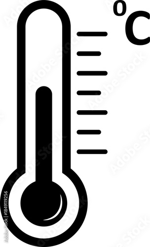 Thermometer vector icon showing average temperature level. Weather forecast graphic indicator. Thermometer with temperature scale vector illustrator isolated on transparent background.