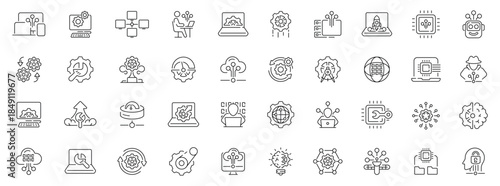 Software icons set. editable line icons, linear, app development and tech symbols