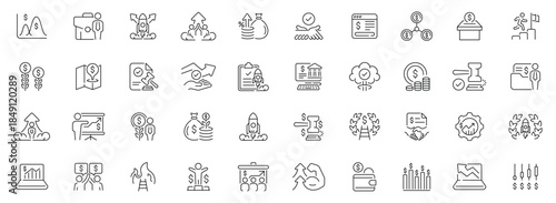 Startup icons set. editable line icons for entrepreneurship and innovation projects