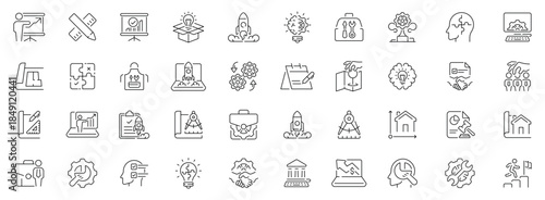 Project management icons set. editable line icons, linear style, workflow symbols