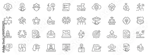 Success and achievement icons set. editable line icons, motivation, victory symbols