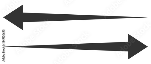 Dual sided long arrow Vector icon. Horizontal long straight two arrow left and right side. Black arrows vector illustration.