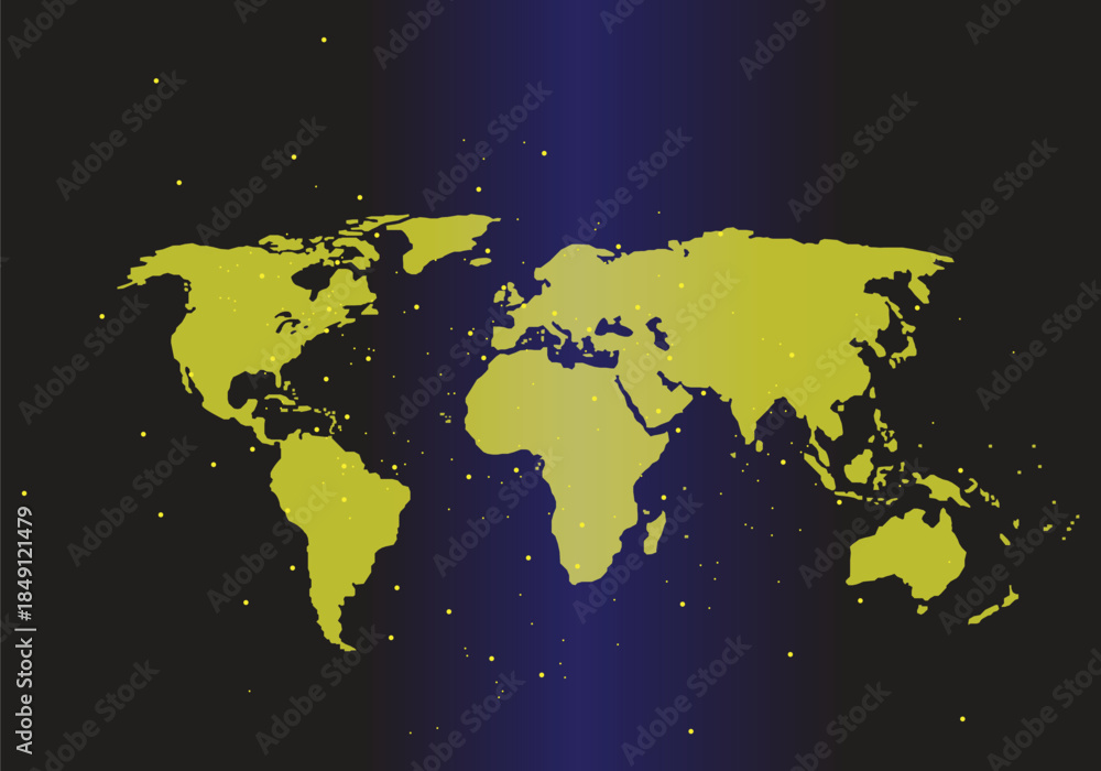 Fototapeta premium Abstract world map with sparkling dots symbolizing global digital network and connections