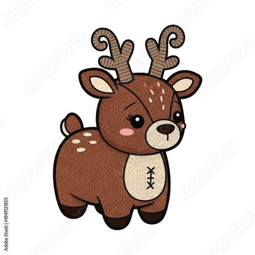 Cute cartoon deer with antlers