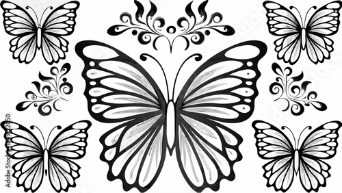 Elegant butterfly designs with floral patterns