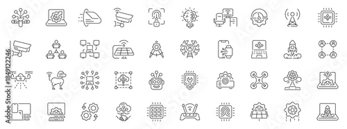 Innovation icons set. editable line icons, technology, modern design elements