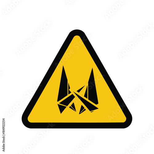 Yellow triangle danger sign broken glass symbol hazard caution alert safety