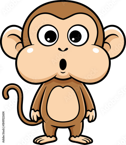 Cute Cartoon Monkey Character Vector Illustration