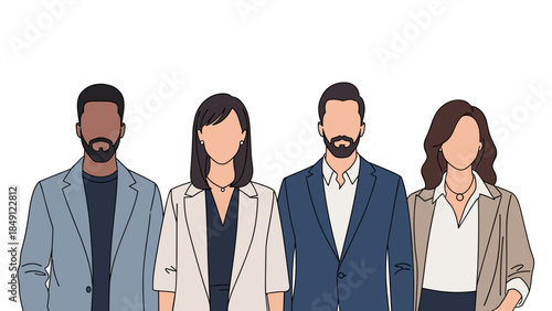 Diverse Business Team Illustration in Professional Attire