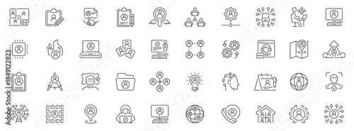 Member and community icons set. editable line icons, linear, social network graphics
