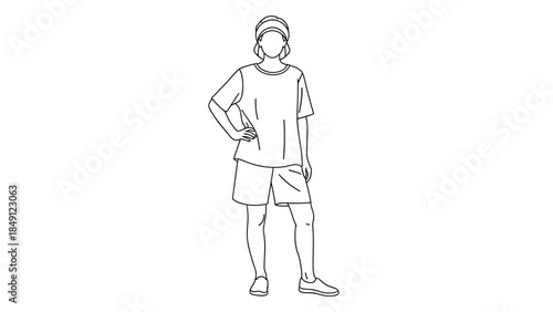 Young Boy Holding Tennis Racket in Casual Sportswear