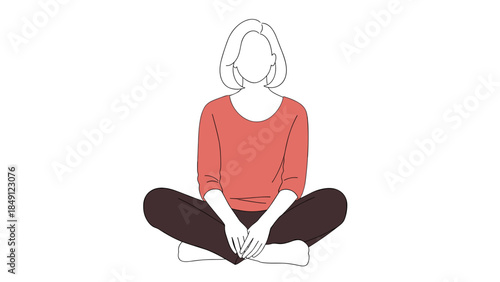 Woman Meditating in Red Sweater with Headphones