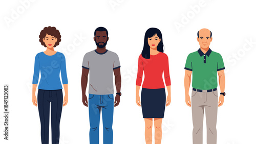 Diverse Group of Four People Standing in Casual Attire