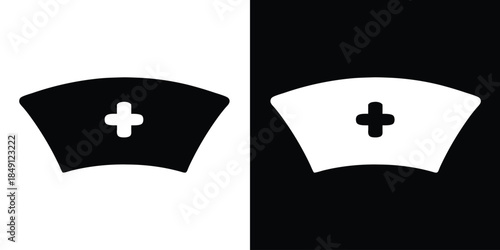 nurse hat icon vector, nurse hat with medical cross symbol, medical icon