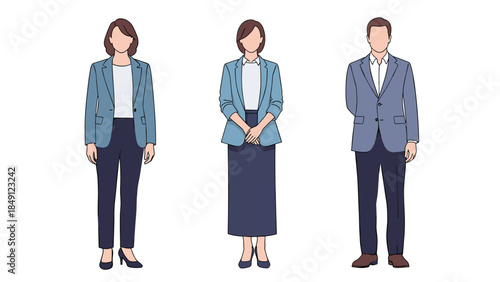 Three Professionals in Business Attire, Standing Side by Side