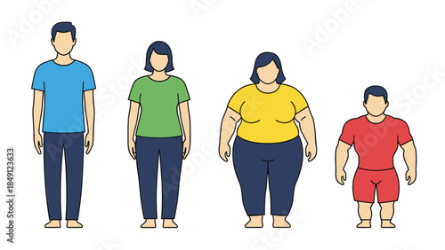 Diverse Body Types Illustrated in Colorful Casual Clothing