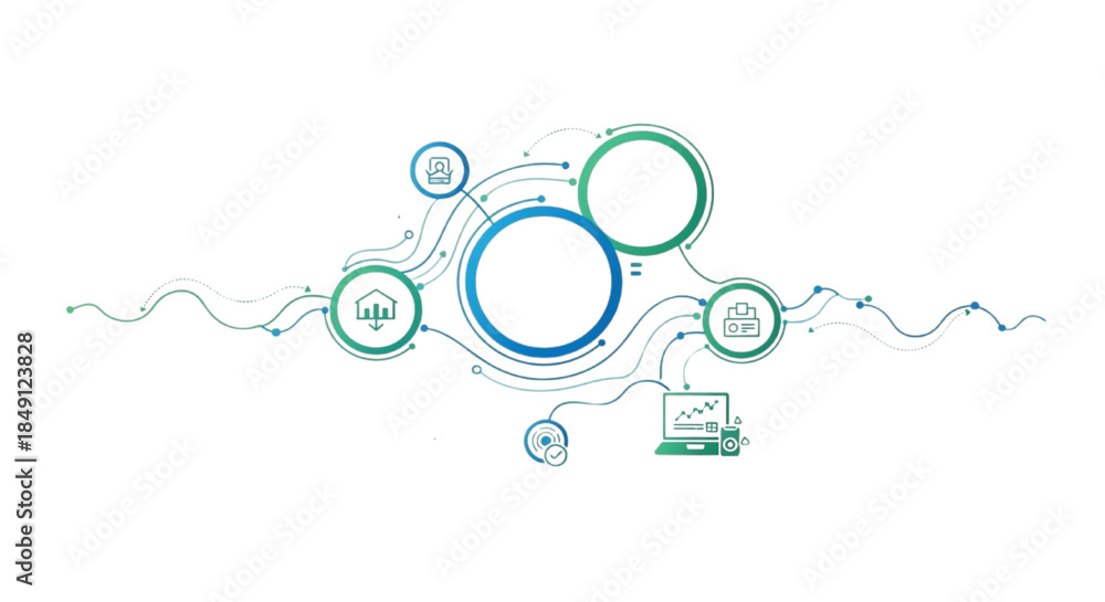 Obraz premium Abstract Digital Network Architecture for Data Management and Cloud Computing Integration with Analytics