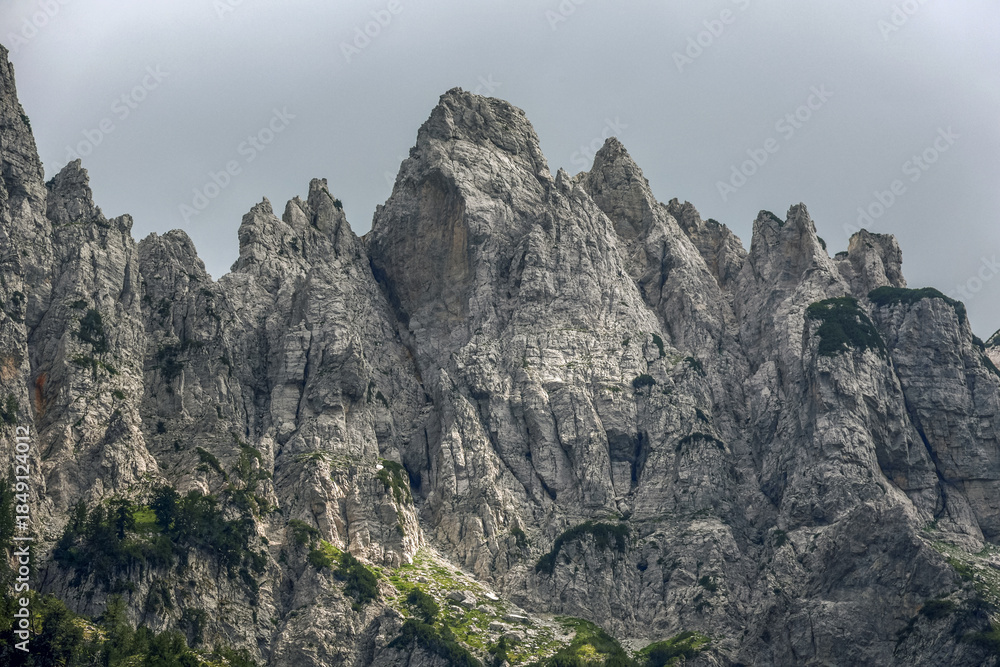 Obraz premium Scenic summer landscape of Valbona Valley National Park. Prokletije or Accursed Mountains in Northern Albania, Europe 