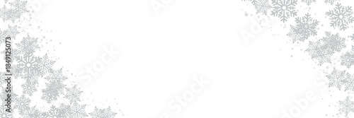 Fotografija Snowflakes and sparkles in corners on checkered transparent background, winter h