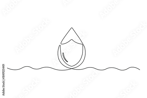Abstract water surface and drop line illustration