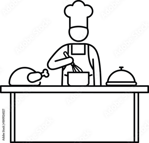 Chef preparing food with ingredients on a table