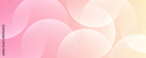 Minimalist banner background, pastel colorful, pink and yellow gradations. Circle effect style geometric, abstract background. Eps 10.